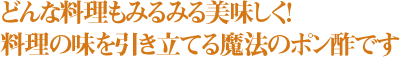 どんな料理もみるみる美味に！魔法のポン酢