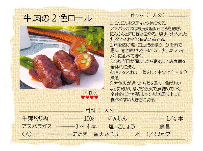 ピクルスと牛肉の2色ロール